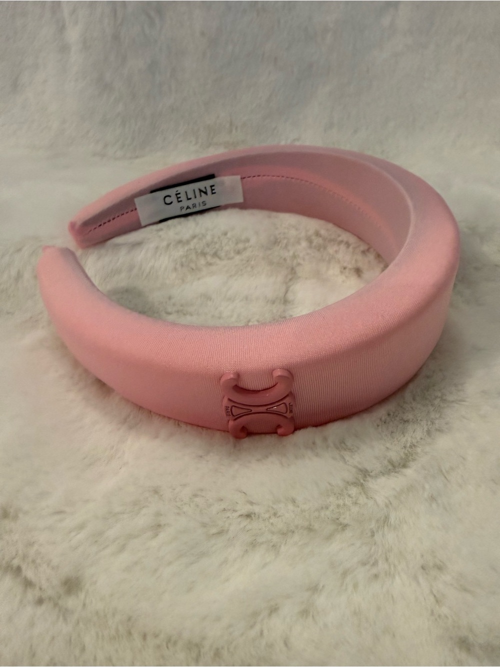 NWOT Pink Padded Headband with Signature Triomphe Accent